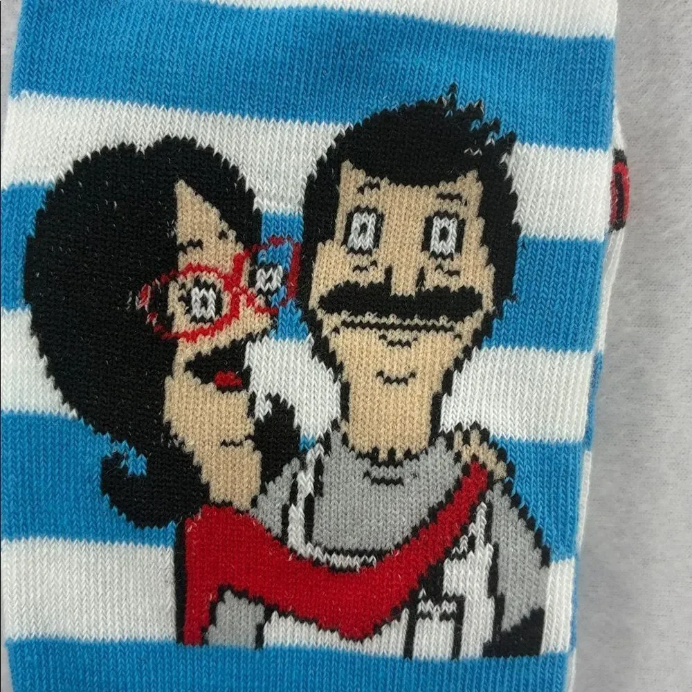 Bob’s Burgers Funny Blue and White Striped Socks